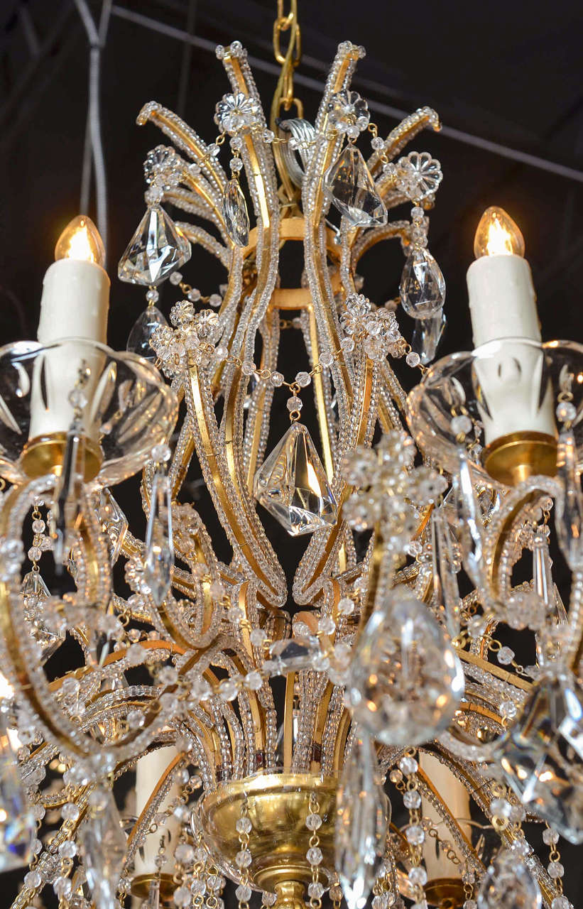Louis XV Style Eight-Light Crystal 19th Century, Chandelier with Gilt Armature In Excellent Condition In Atlanta, GA